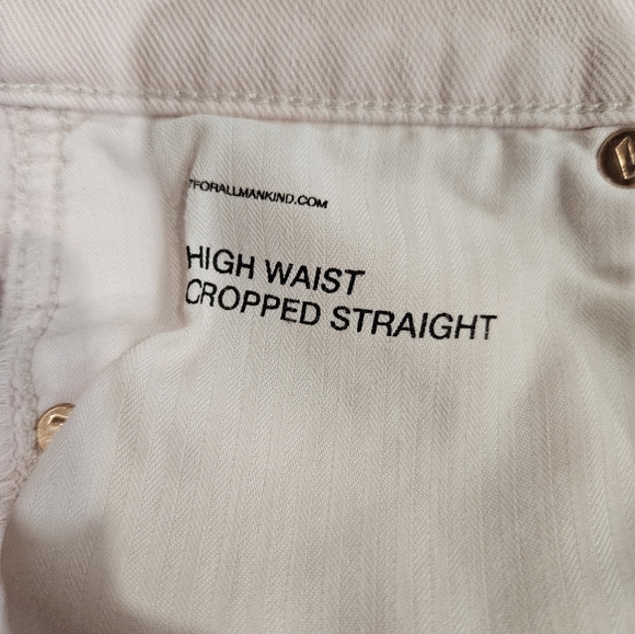 7 for All Mankind High Waist Cropped Straight Jeans Shredded SZ 28 - Picture 6 of 7